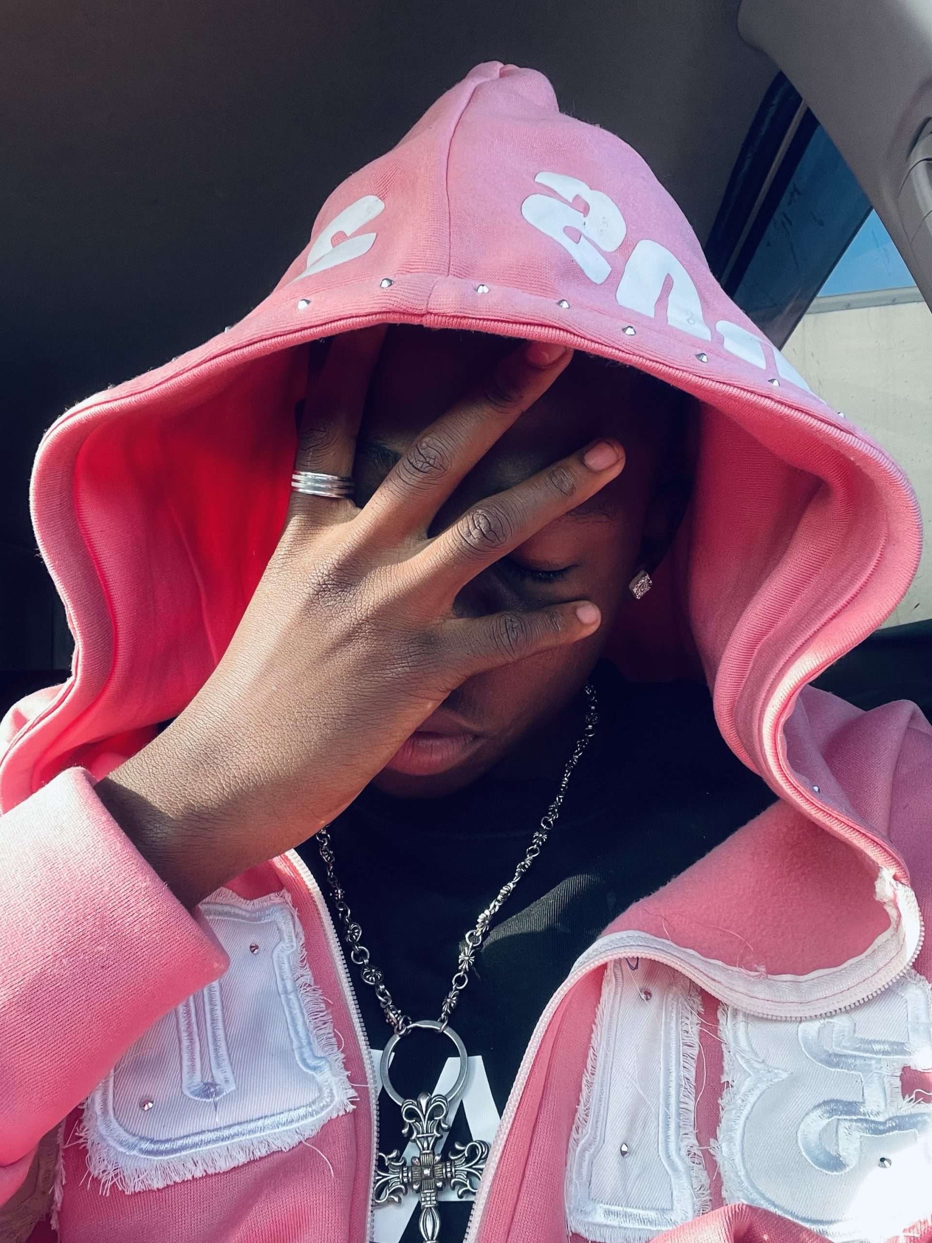 PINK W3IRDOS HOODIE - Image 2