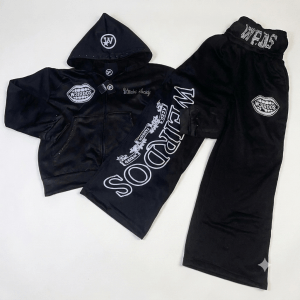 W3IRDOS Signature Double-Waist Tracksuit Set – Black
